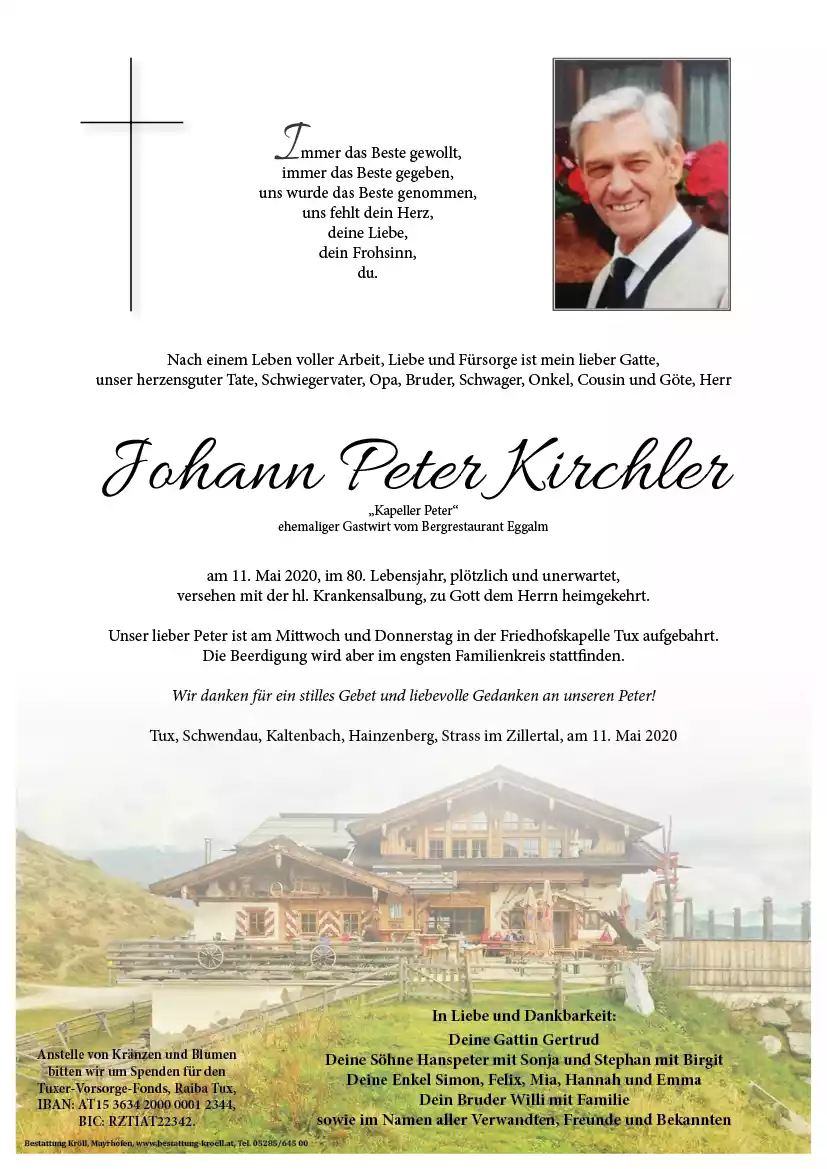 Parte von Johann Peter Kirchler